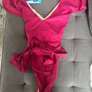 NWT Coolibar Fuchsia One-Piece Swimsuit with Waist Tie